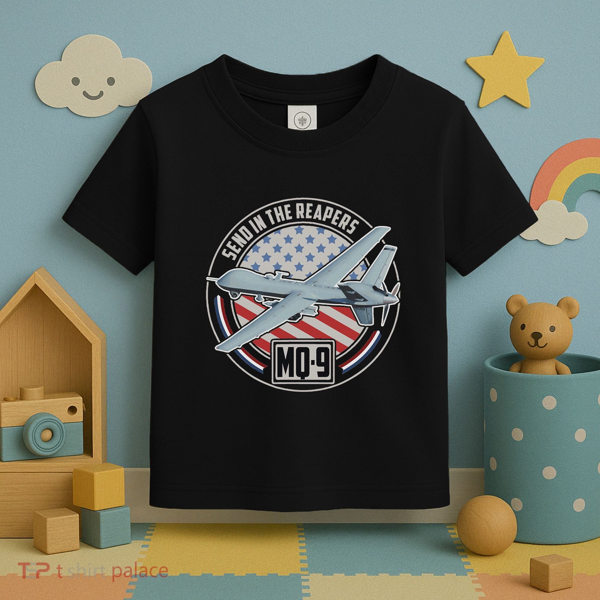 Mq 9 Reaper Uav Us Military Drone Us Patriot Toddler T-Shirt