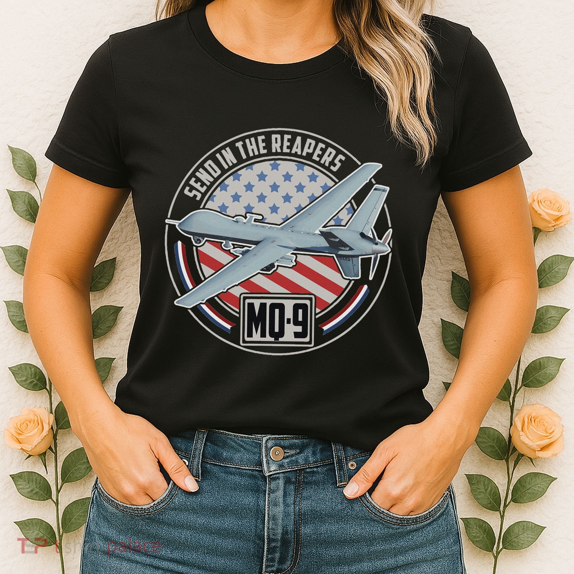 Mq 9 Reaper Uav Us Military Drone Us Patriot Women's T-Shirt