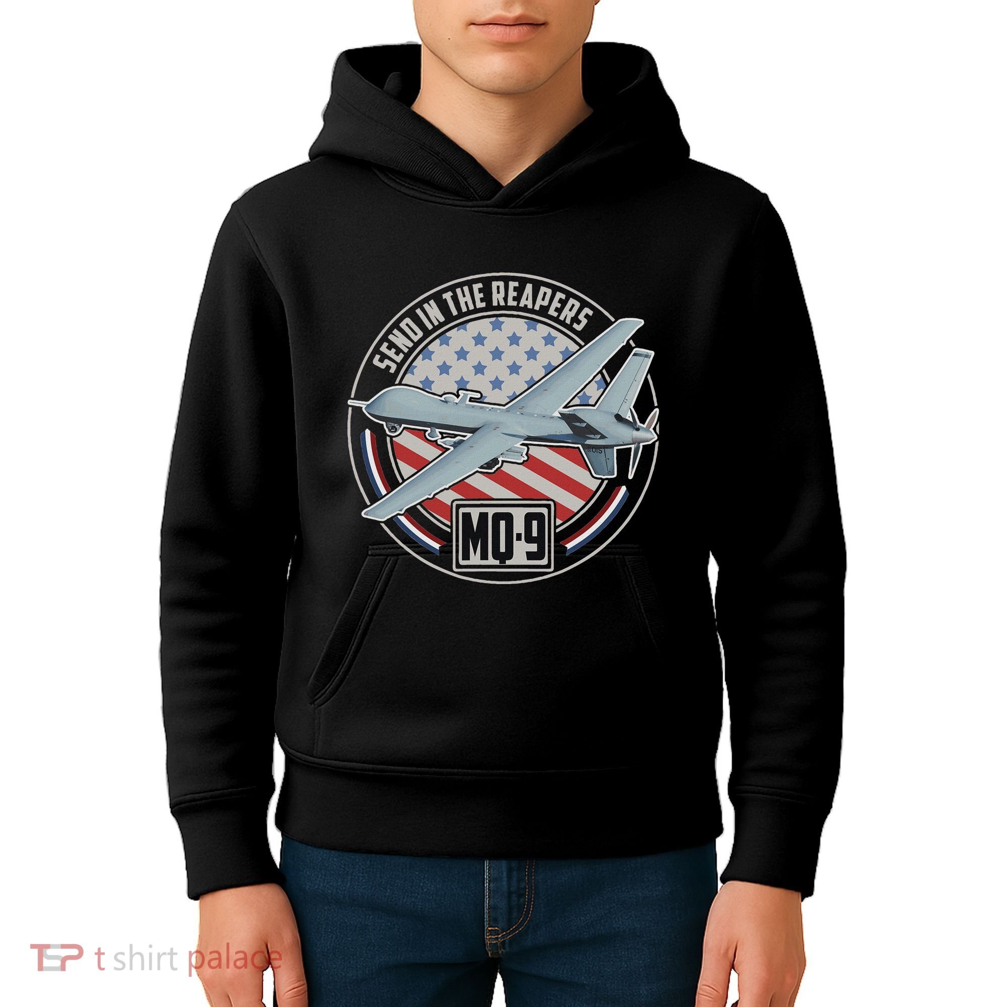 Mq 9 Reaper Uav Us Military Drone Us Patriot Kids Hoodie