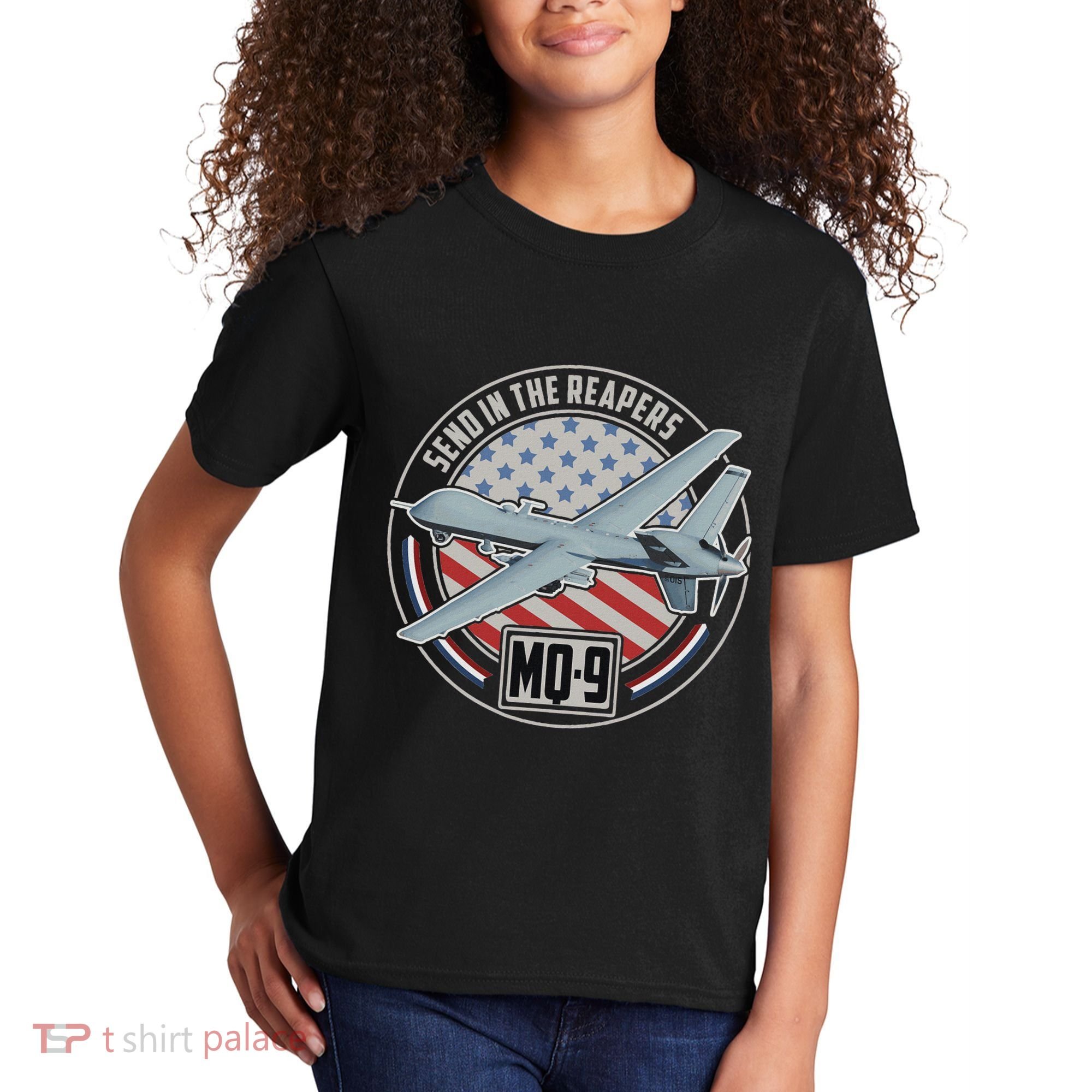 Mq 9 Reaper Uav Us Military Drone Us Patriot Kids T-Shirt