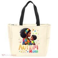 Mom Afro Autism Awareness Mama Black Autism Tote Bag thumb 0