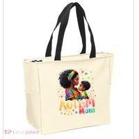 Mom Afro Autism Awareness Mama Black Autism Tote Bag thumb 2