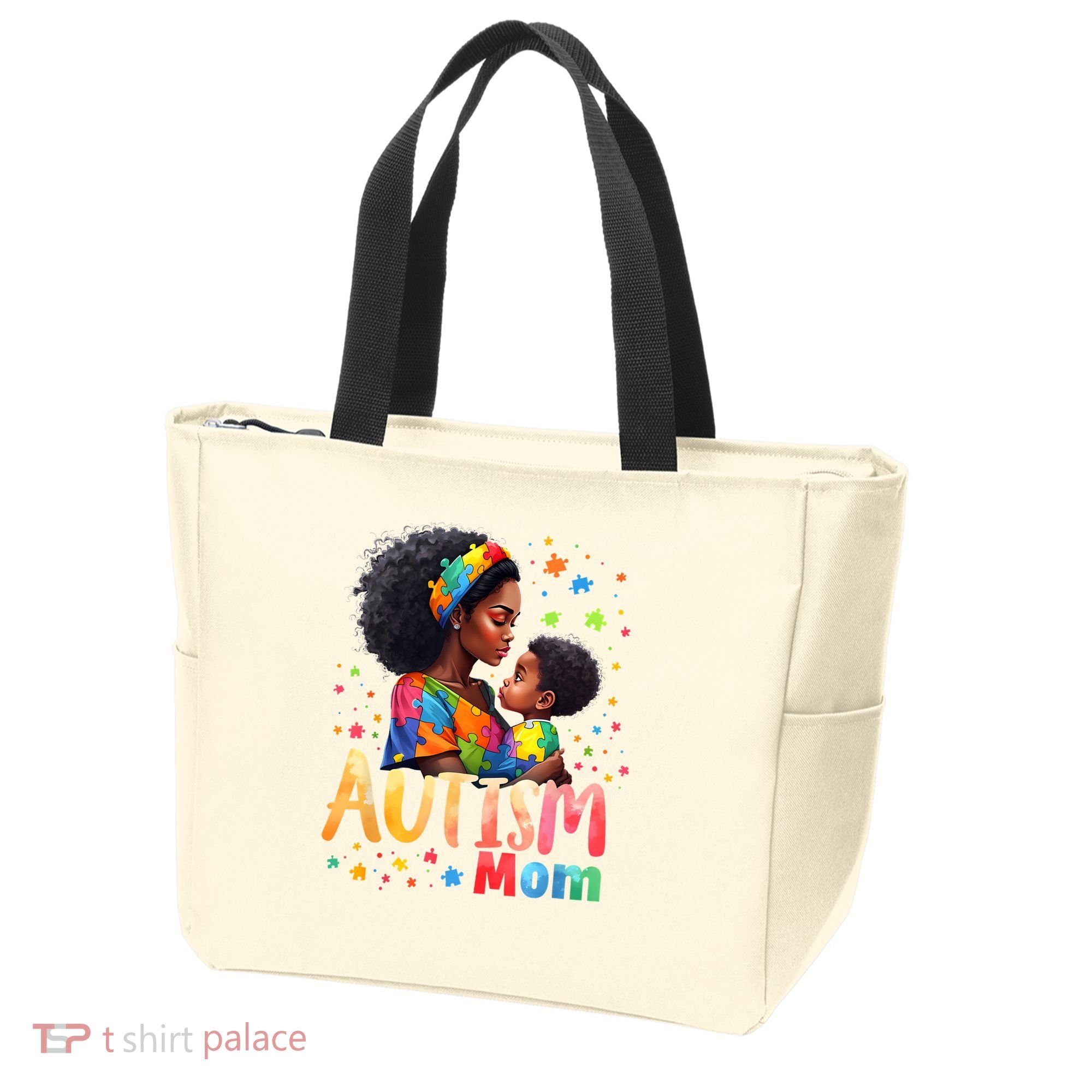 Mom Afro Autism Awareness Mama Black Autism Tote Bag