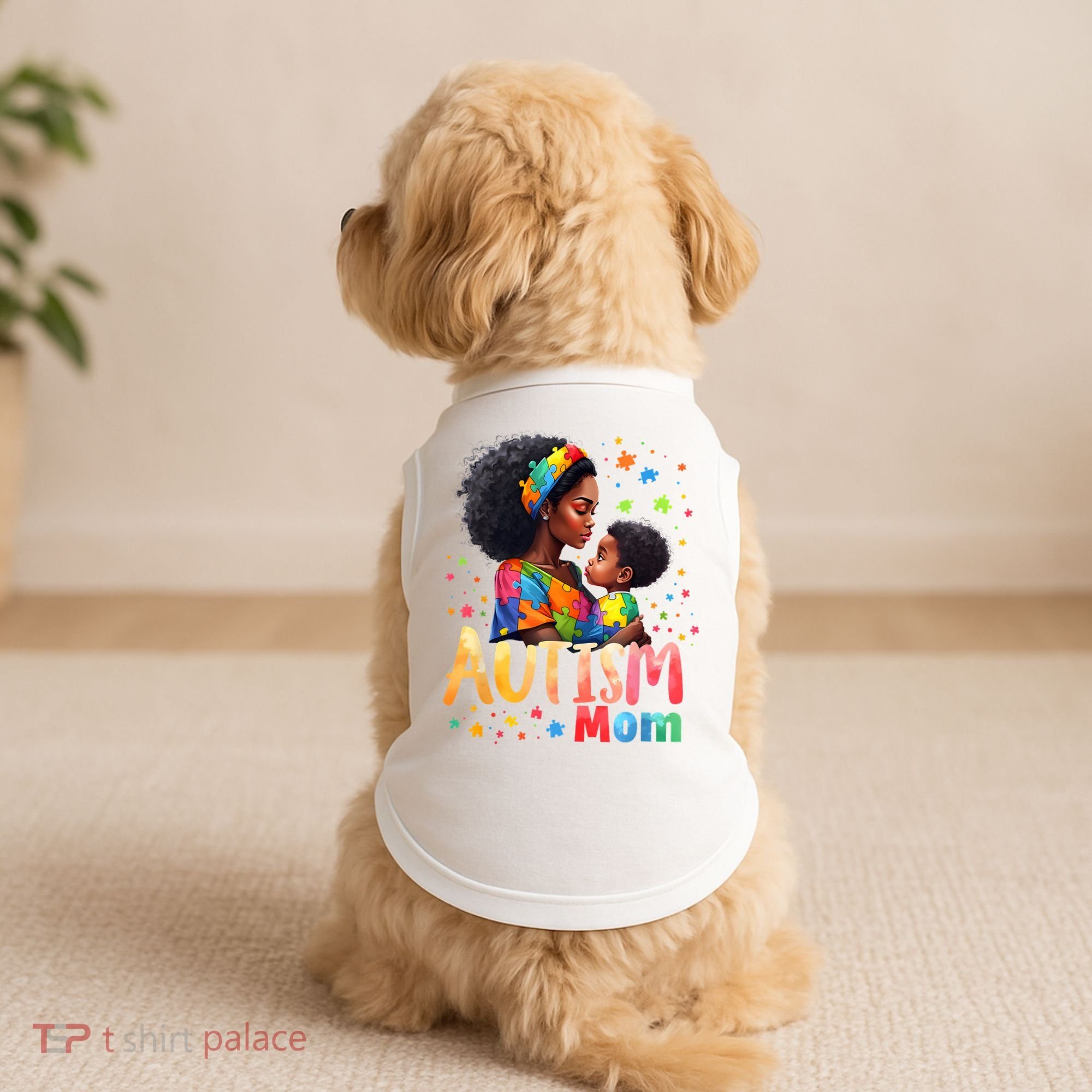Mom Afro Autism Awareness Mama Black Autism Doggie Tank