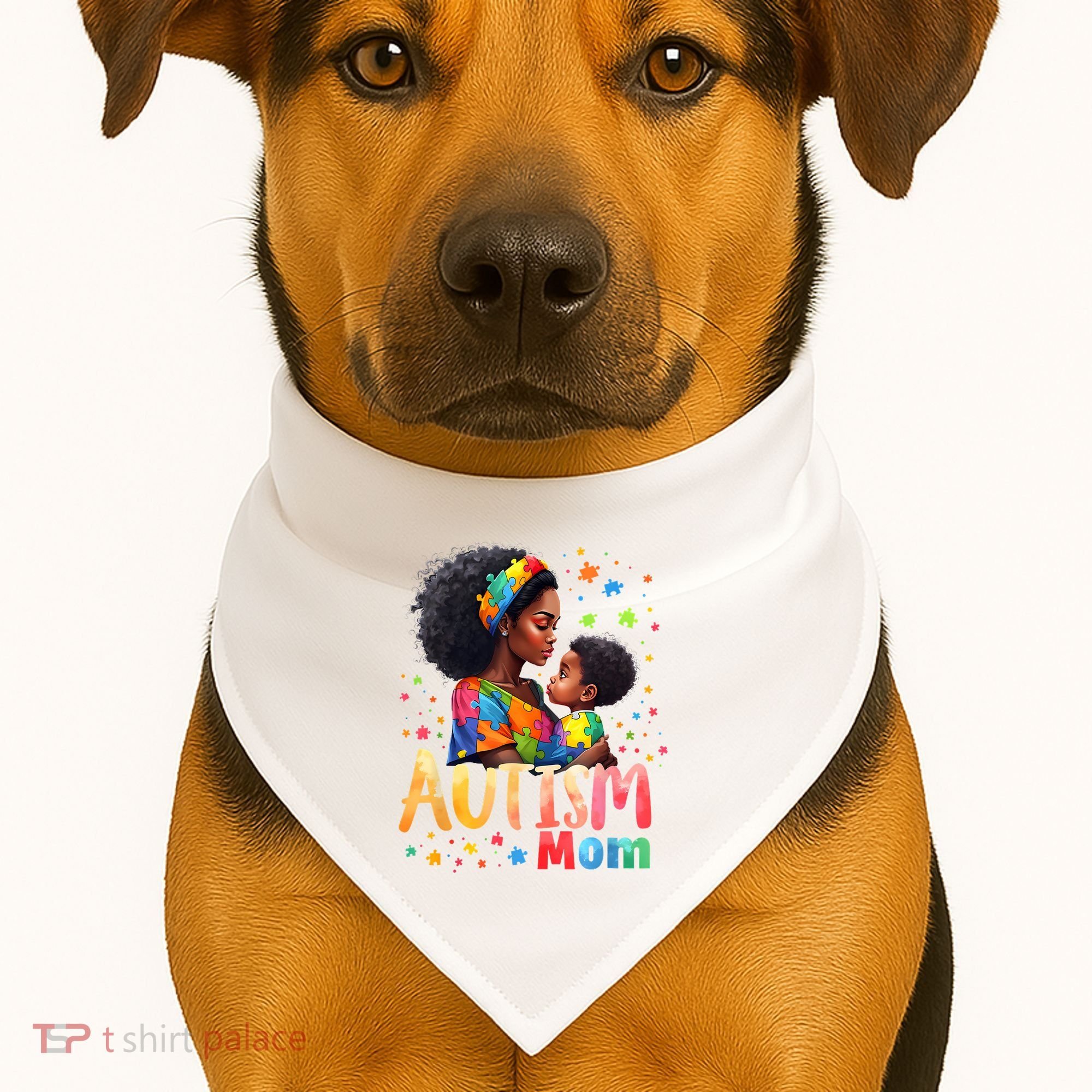 Mom Afro Autism Awareness Mama Black Autism USA-Made Doggie Bandana