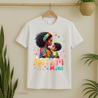 Mom Afro Autism Awareness Mama Black Autism T-Shirt thumb 2