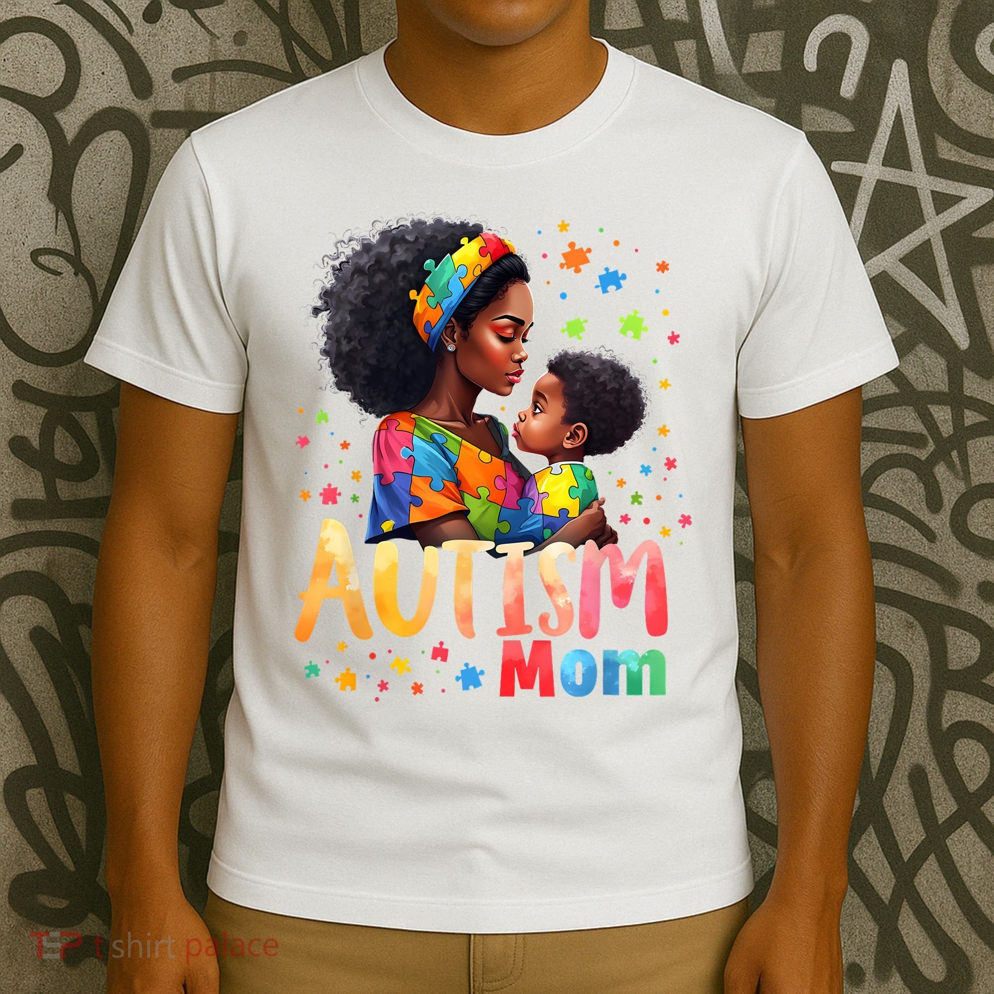 Mom Afro Autism Awareness Mama Black Autism T-Shirt