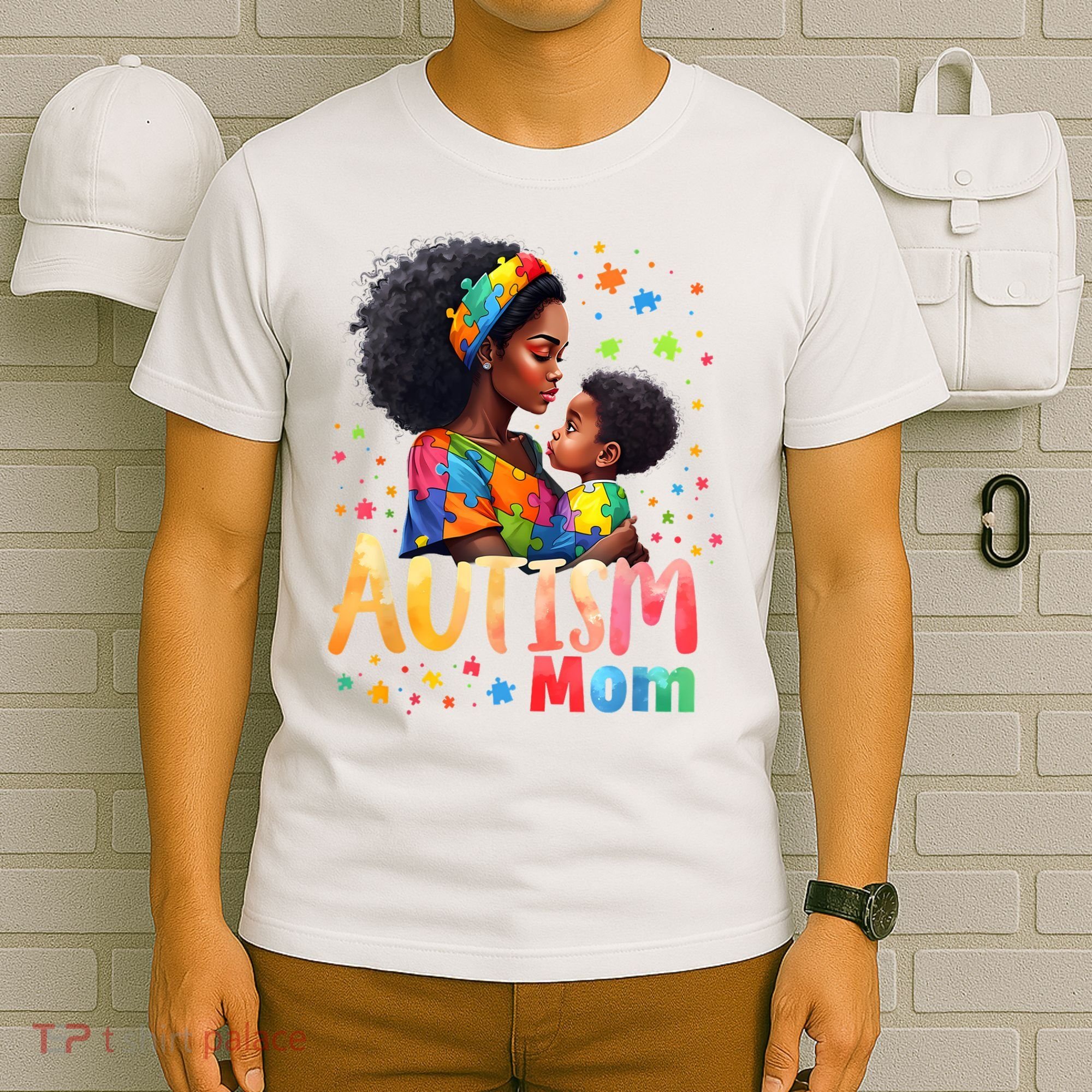 Mom Afro Autism Awareness Mama Black Autism T-Shirt