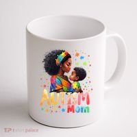 Mom Afro Autism Awareness Mama Black Autism Coffee Mug thumb 1