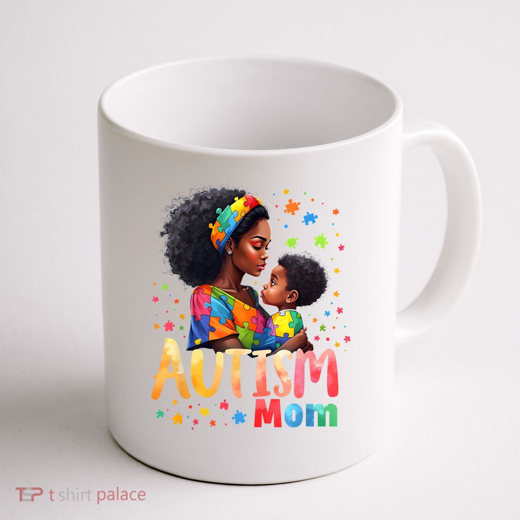 Mom Afro Autism Awareness Mama Black Autism Coffee Mug