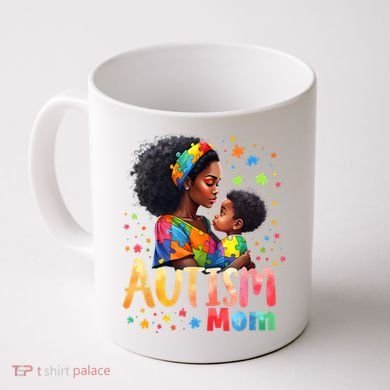 Mom Afro Autism Awareness Mama Black Autism Coffee Mug