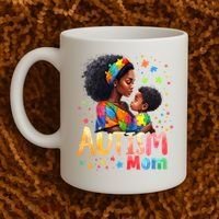 Mom Afro Autism Awareness Mama Black Autism Coffee Mug thumb 2