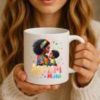 Mom Afro Autism Awareness Mama Black Autism Coffee Mug thumb 3