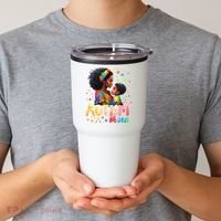 Mom Afro Autism Awareness Mama Black Autism Tumbler thumb 2