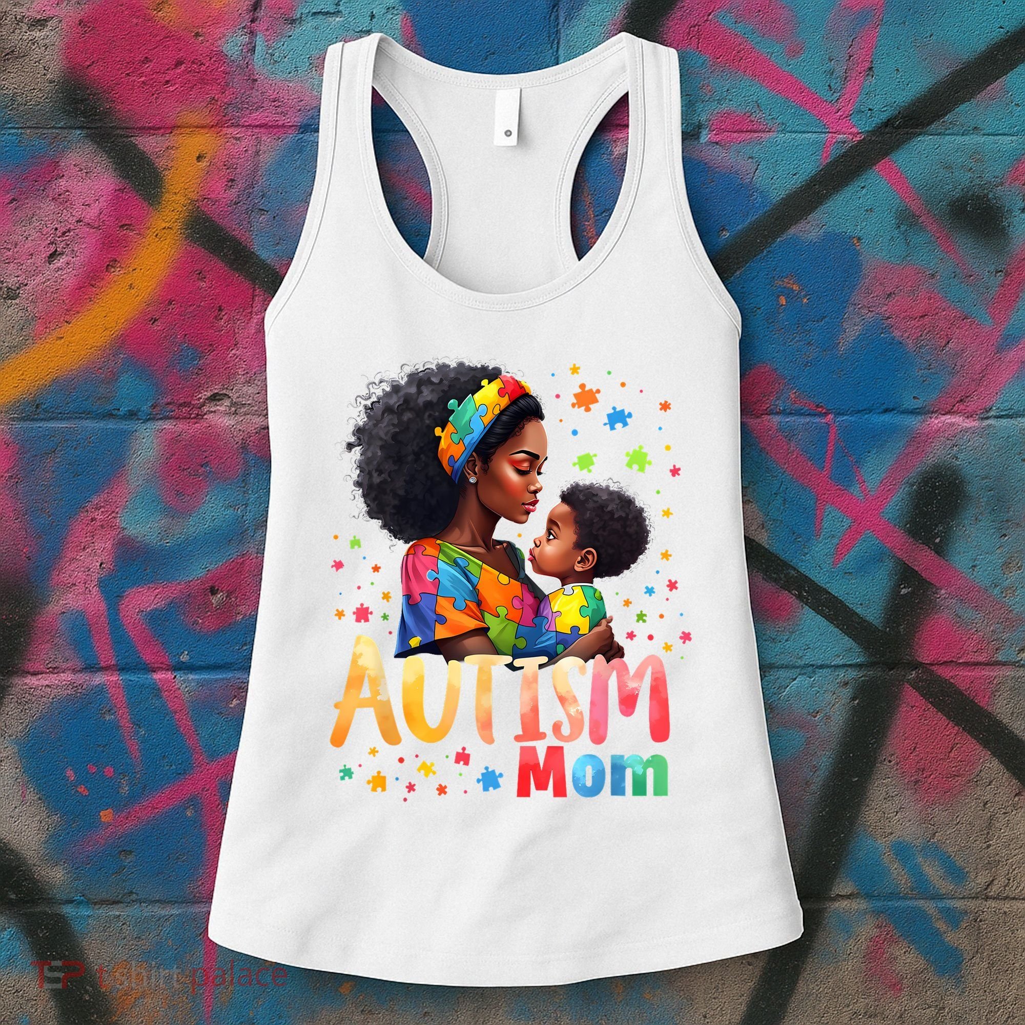Mom Afro Autism Awareness Mama Black Autism Women's Tank Top