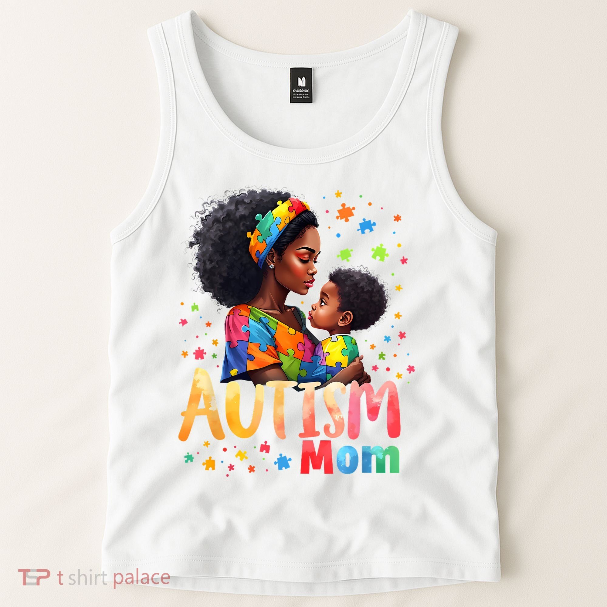 Mom Afro Autism Awareness Mama Black Autism Tank Top