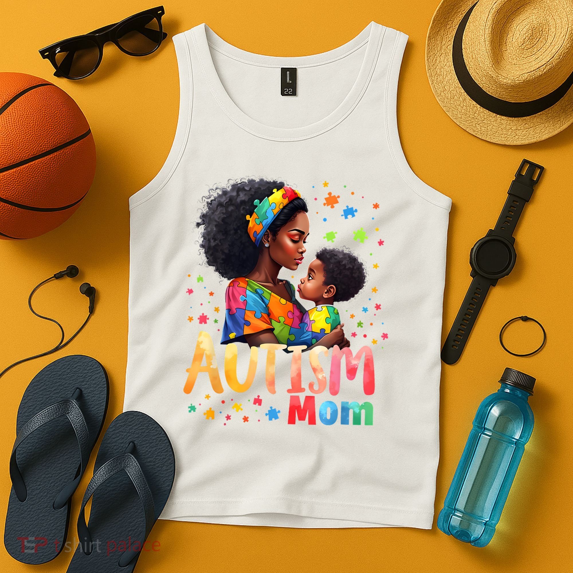 Mom Afro Autism Awareness Mama Black Autism Tank Top
