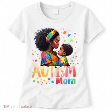 Mom Afro Autism Awareness Mama Black Autism Women's T-Shirt