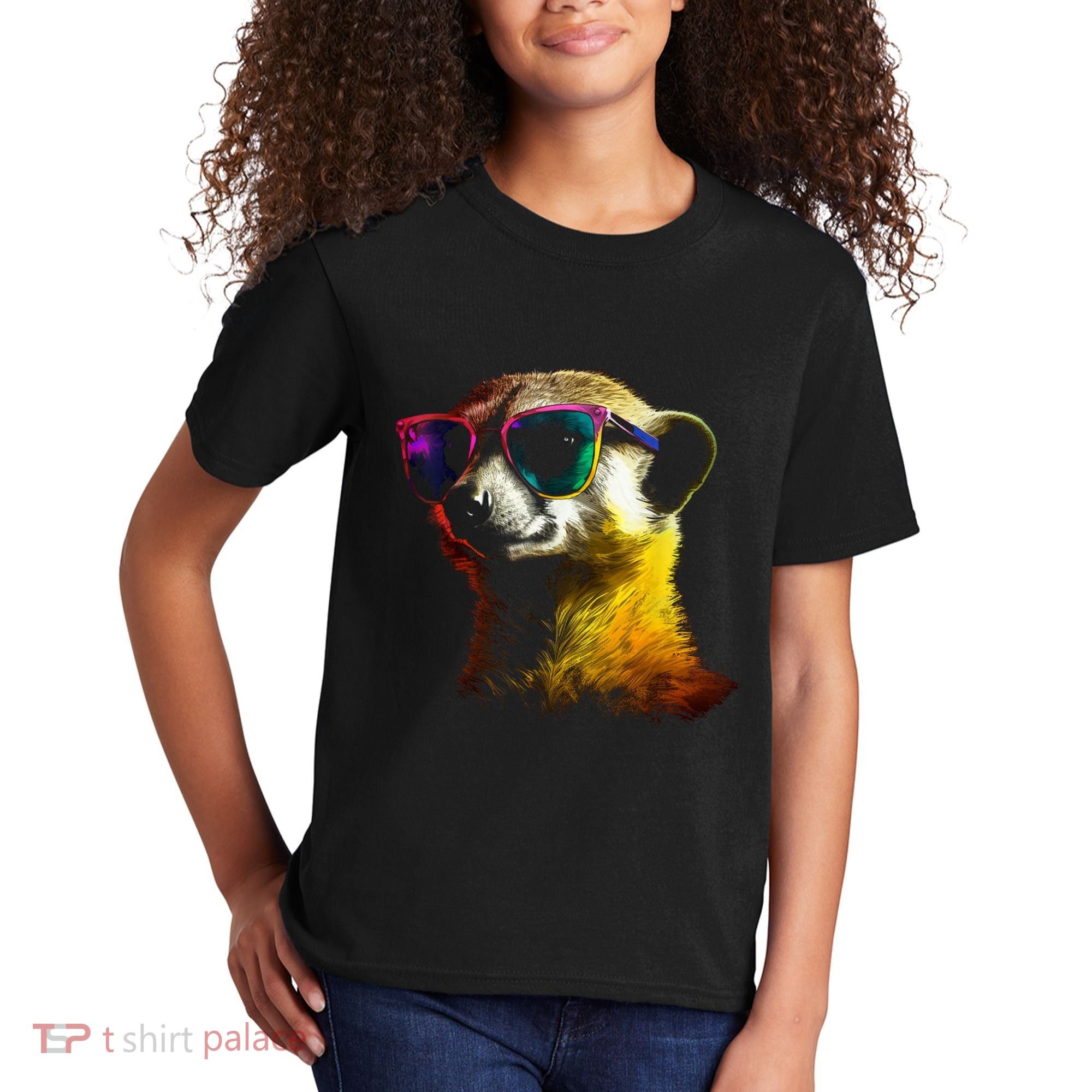 Meerkat Artwork Animal Art Sunglasses Meerkat Kids T-Shirt