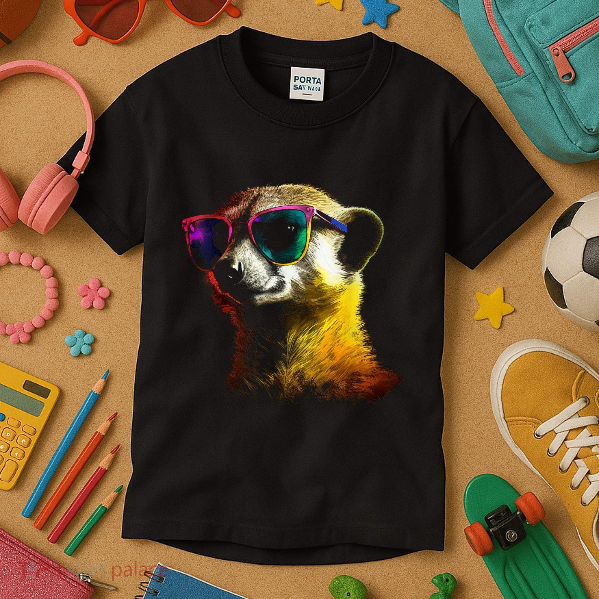 Meerkat Artwork Animal Art Sunglasses Meerkat Kids T-Shirt