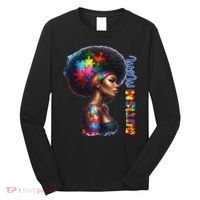 Mom Afro Autism Awareness Mama Black Autism Mother Autistic Long Sleeve Shirt thumb 0