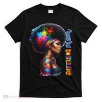 Mom Afro Autism Awareness Mama Black Autism Mother Autistic T-Shirt thumb 0