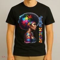Mom Afro Autism Awareness Mama Black Autism Mother Autistic T-Shirt thumb 3