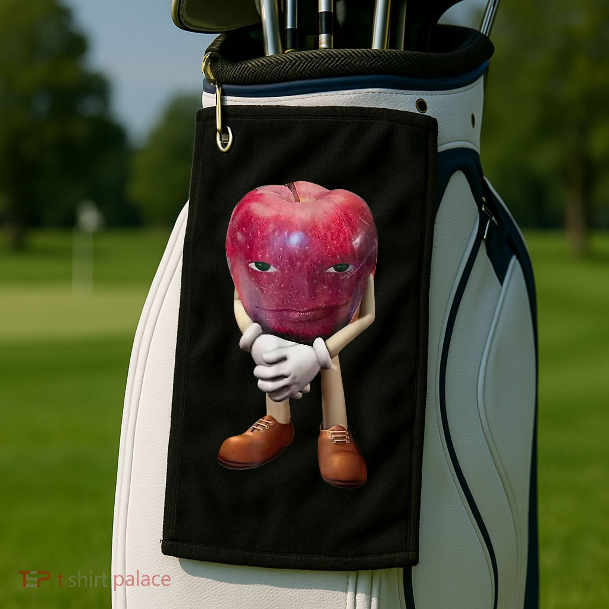 Me Asf Apple Funny Apple Face Meme Wapple Golf Towel