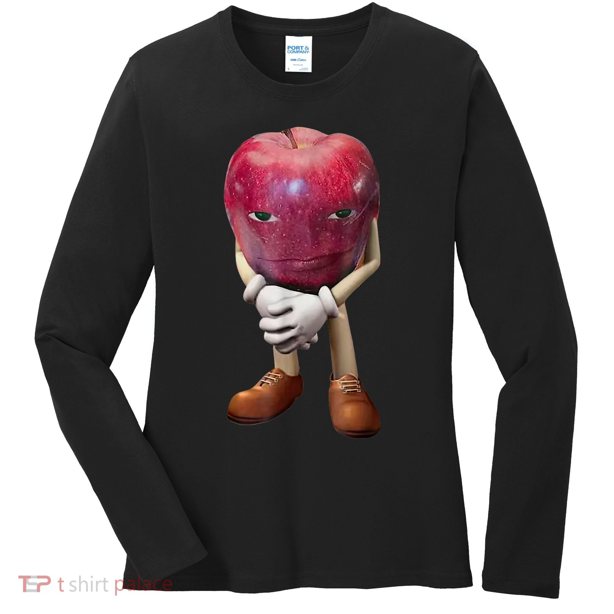 Me Asf Apple Funny Apple Face Meme Wapple Women's Long Sleeve Shirt