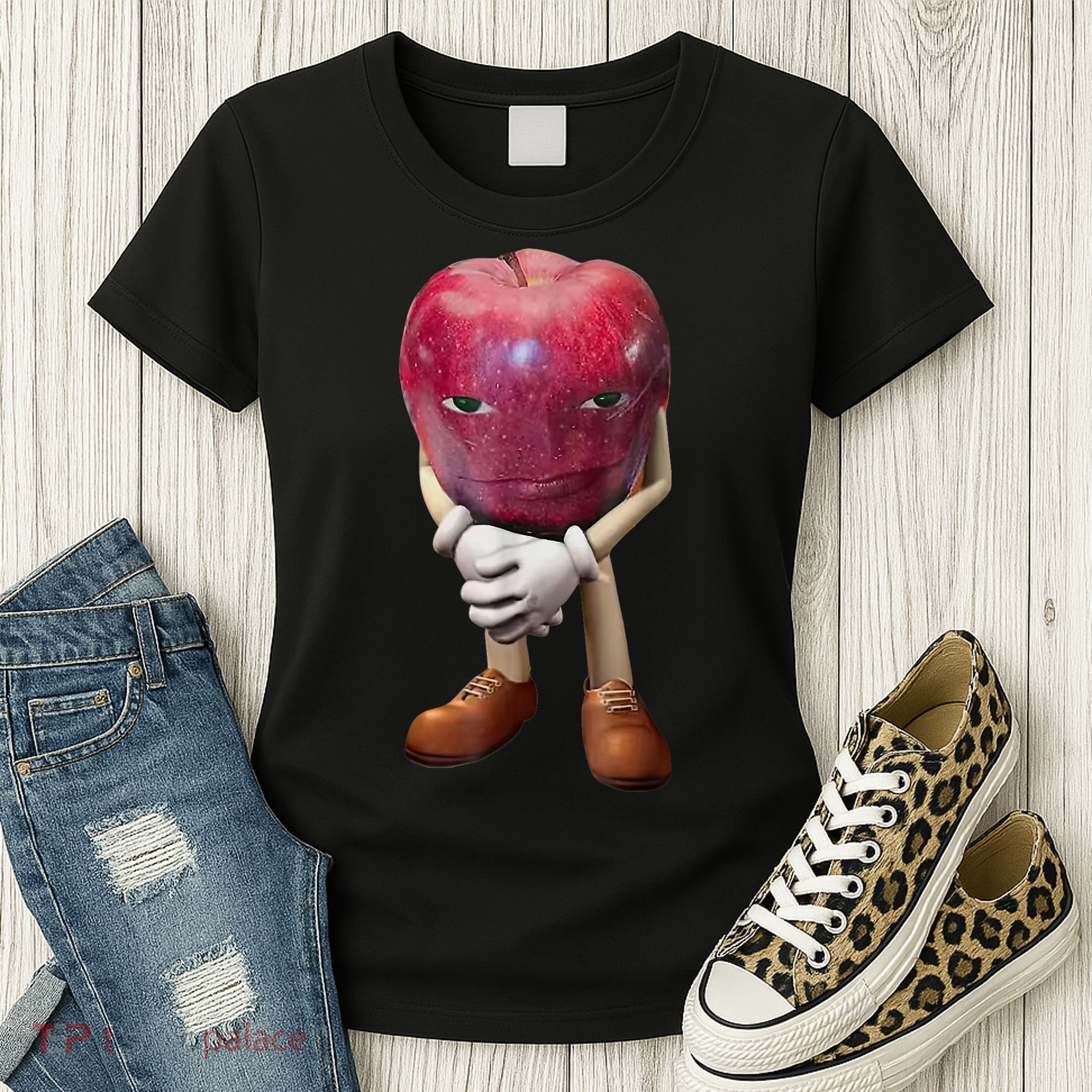 Me Asf Apple Funny Apple Face Meme Wapple Women's T-Shirt