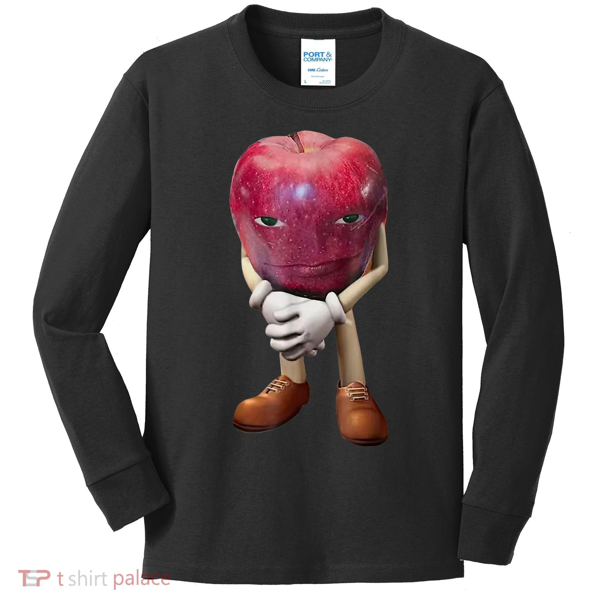 Me Asf Apple Funny Apple Face Meme Wapple Kids Long Sleeve Shirt