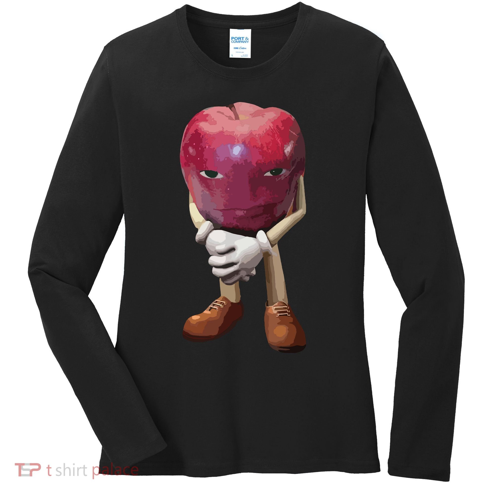 Me Asf Apple Funny Apple Face Meme Wapple Women's Long Sleeve Shirt
