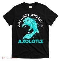 Mexican Amphibian Animal Just A Boy Who Loves Axolotls  T-Shirt thumb 0