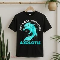 Mexican Amphibian Animal Just A Boy Who Loves Axolotls  T-Shirt thumb 2