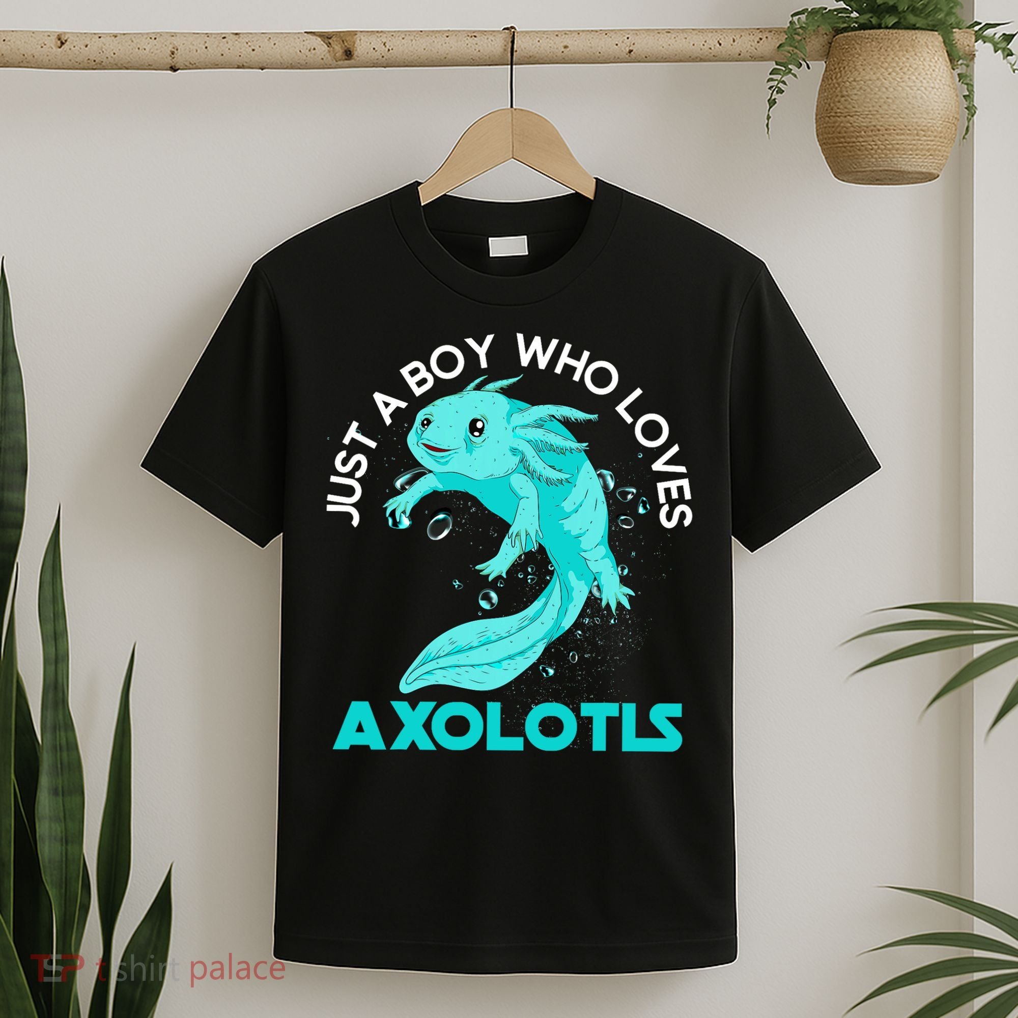 Mexican Amphibian Animal Just A Boy Who Loves Axolotls  T-Shirt