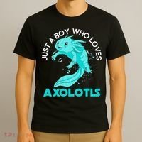 Mexican Amphibian Animal Just A Boy Who Loves Axolotls  T-Shirt thumb 3