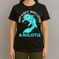 Mexican Amphibian Animal Just A Boy Who Loves Axolotls  T-Shirt thumb 4
