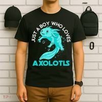 Mexican Amphibian Animal Just A Boy Who Loves Axolotls  T-Shirt thumb 6