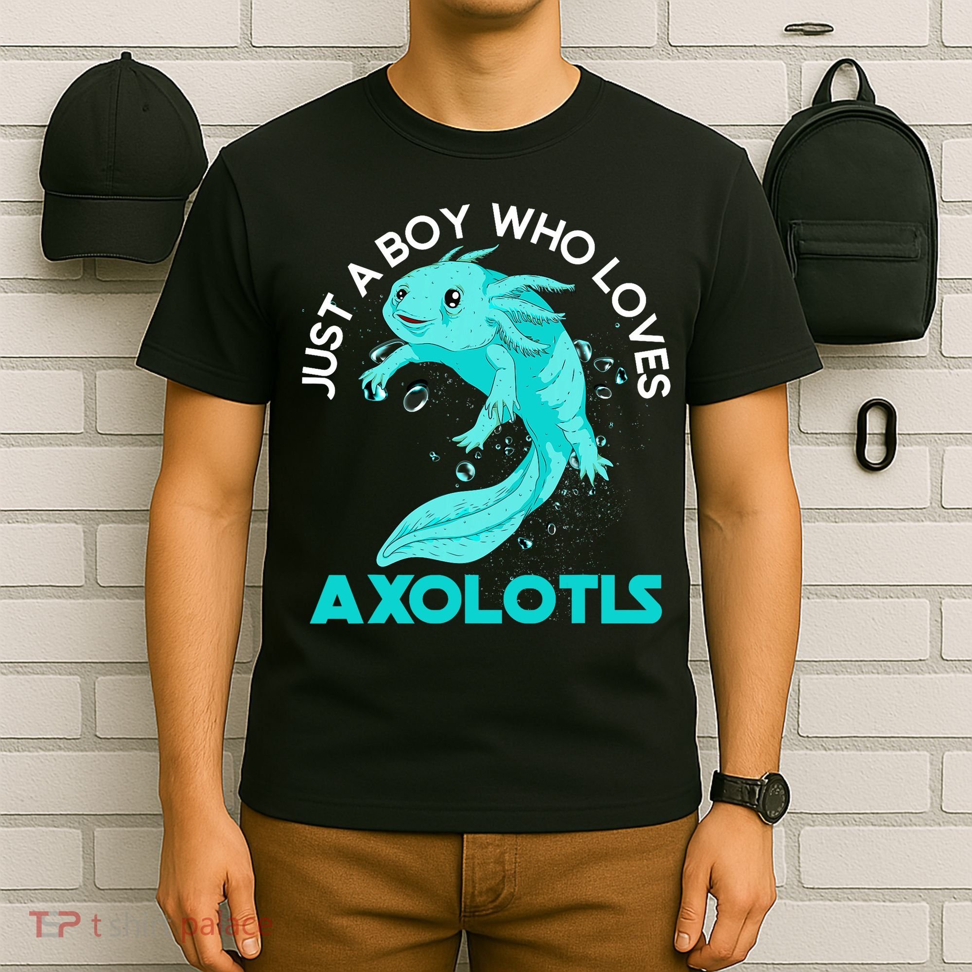 Mexican Amphibian Animal Just A Boy Who Loves Axolotls  T-Shirt