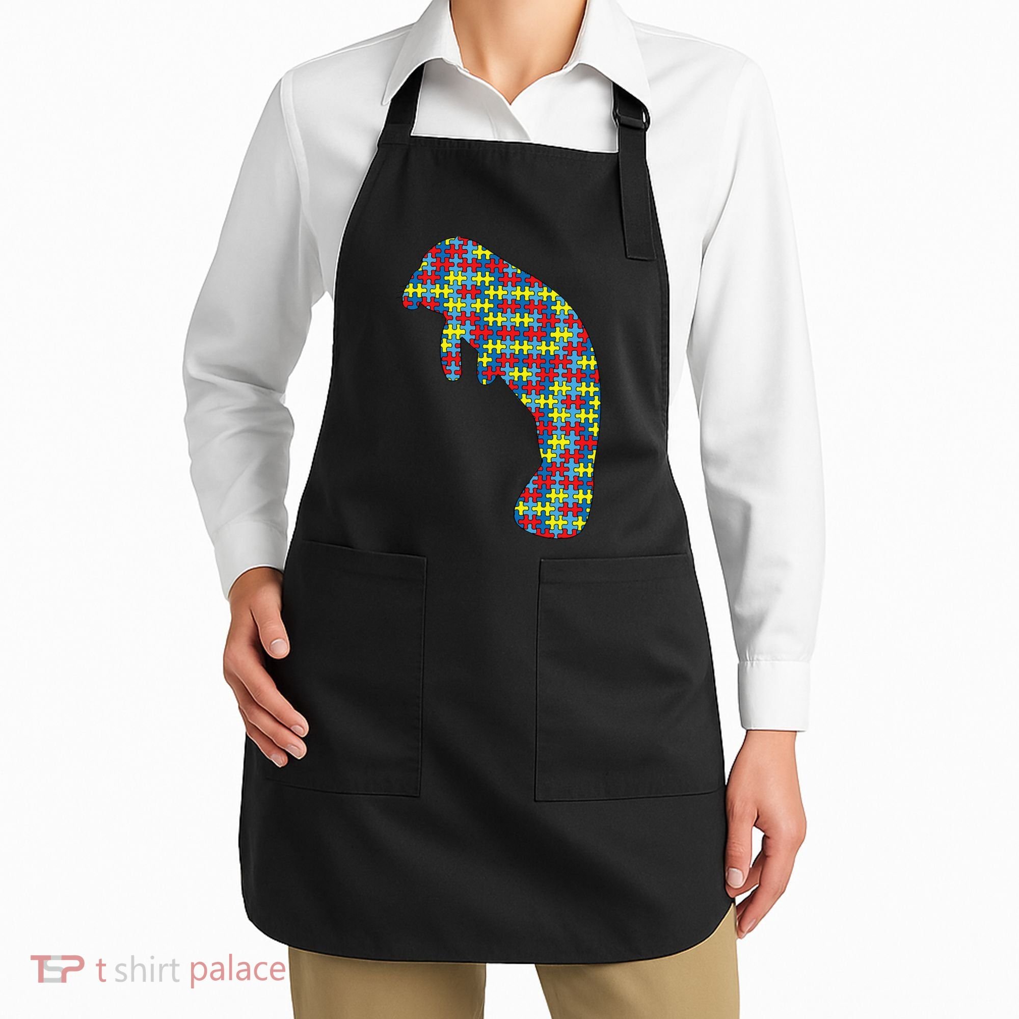 Manatee Autism Awareness Dugong Puzzle Day Mom Gift Apron