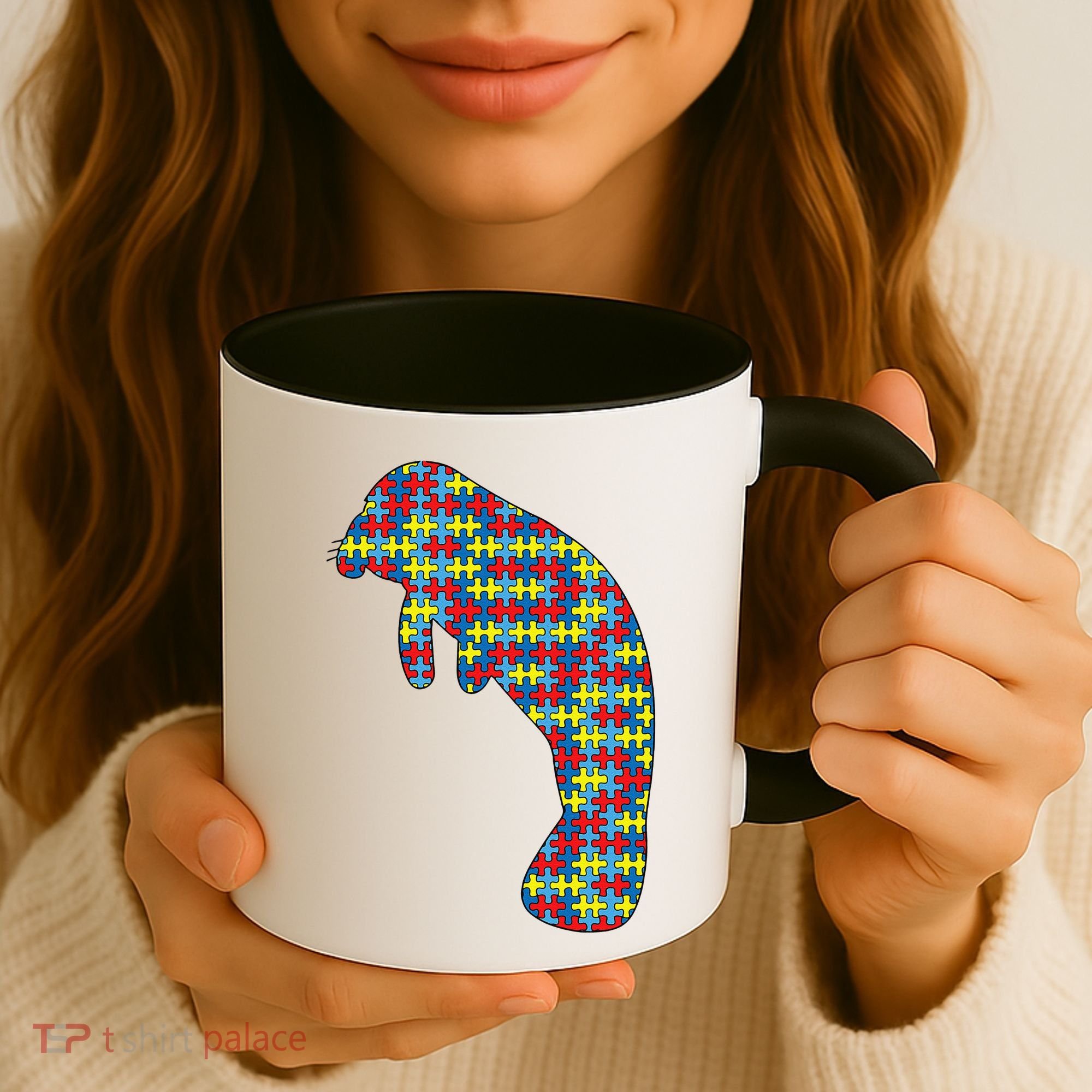 Manatee Autism Awareness Dugong Puzzle Day Mom Gift Coffee Mug