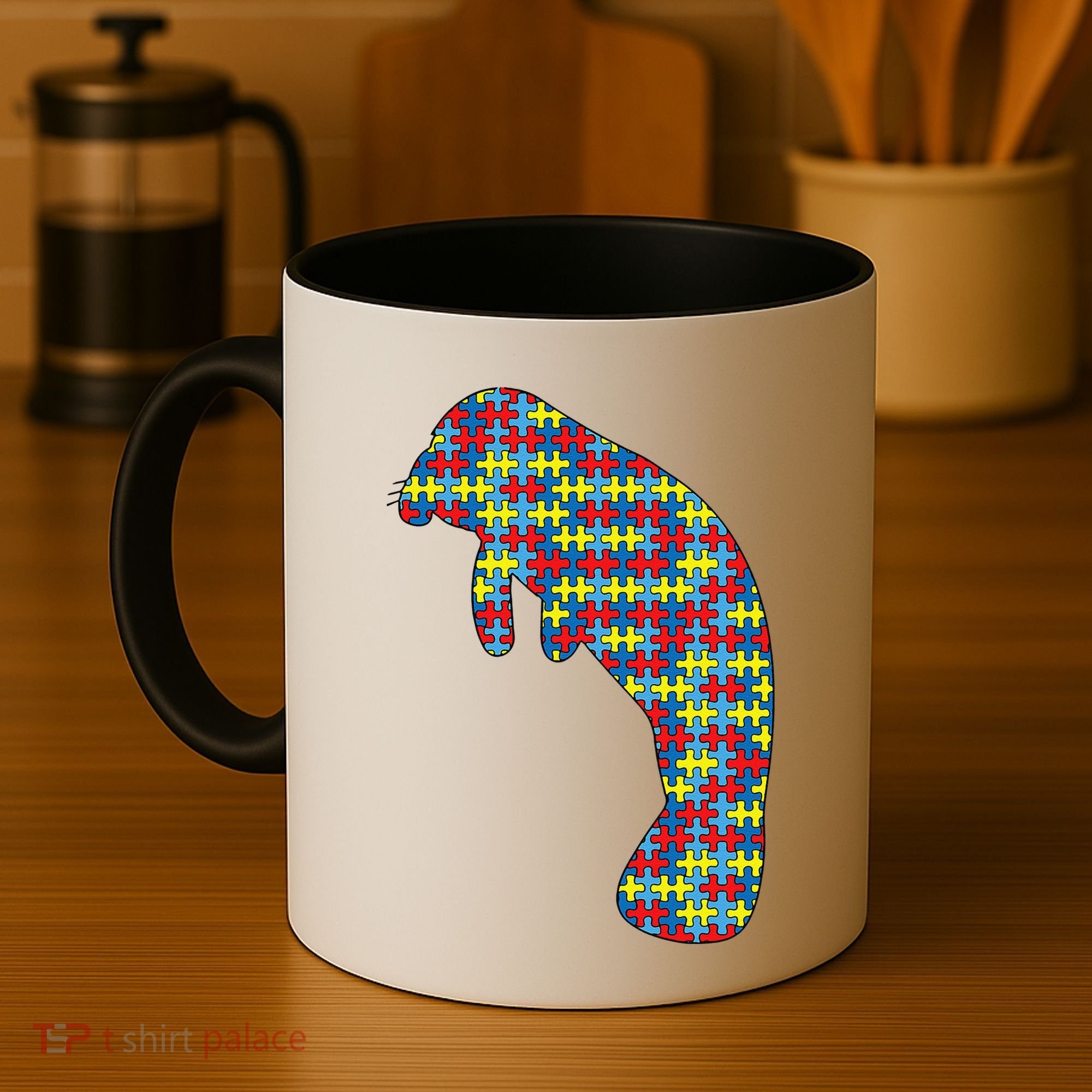 Manatee Autism Awareness Dugong Puzzle Day Mom Gift Coffee Mug