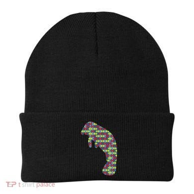 Manatee Autism Awareness Dugong Puzzle Day Mom Gift Beanie
