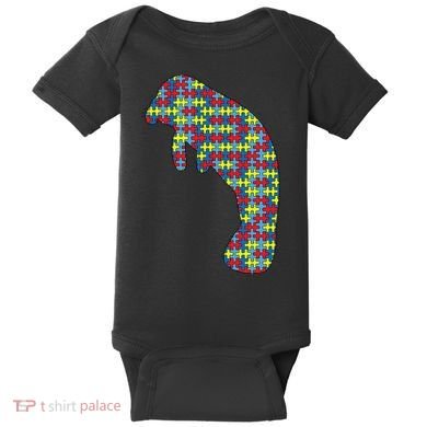 Manatee Autism Awareness Dugong Puzzle Day Mom Gift Baby Bodysuit