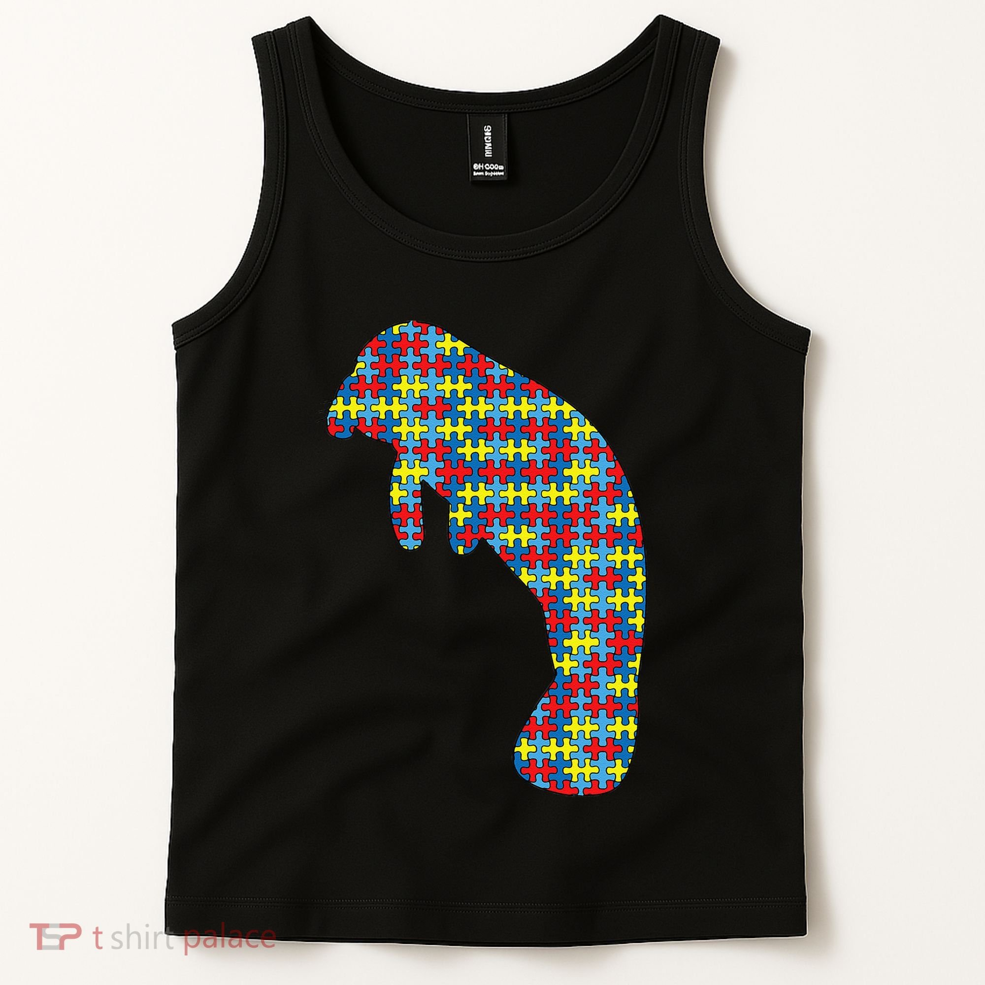 Manatee Autism Awareness Dugong Puzzle Day Mom Gift Tank Top