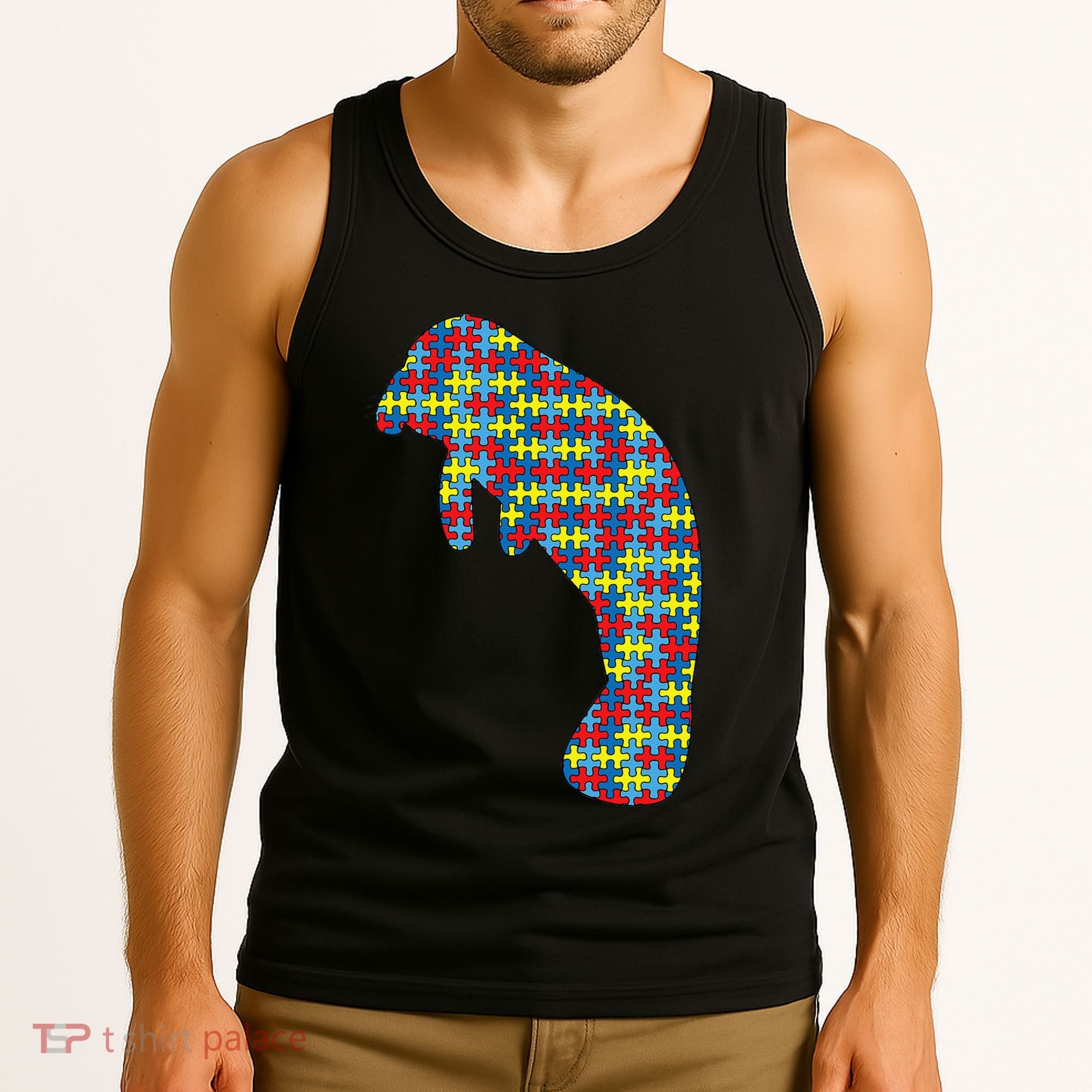 Manatee Autism Awareness Dugong Puzzle Day Mom Gift Tank Top