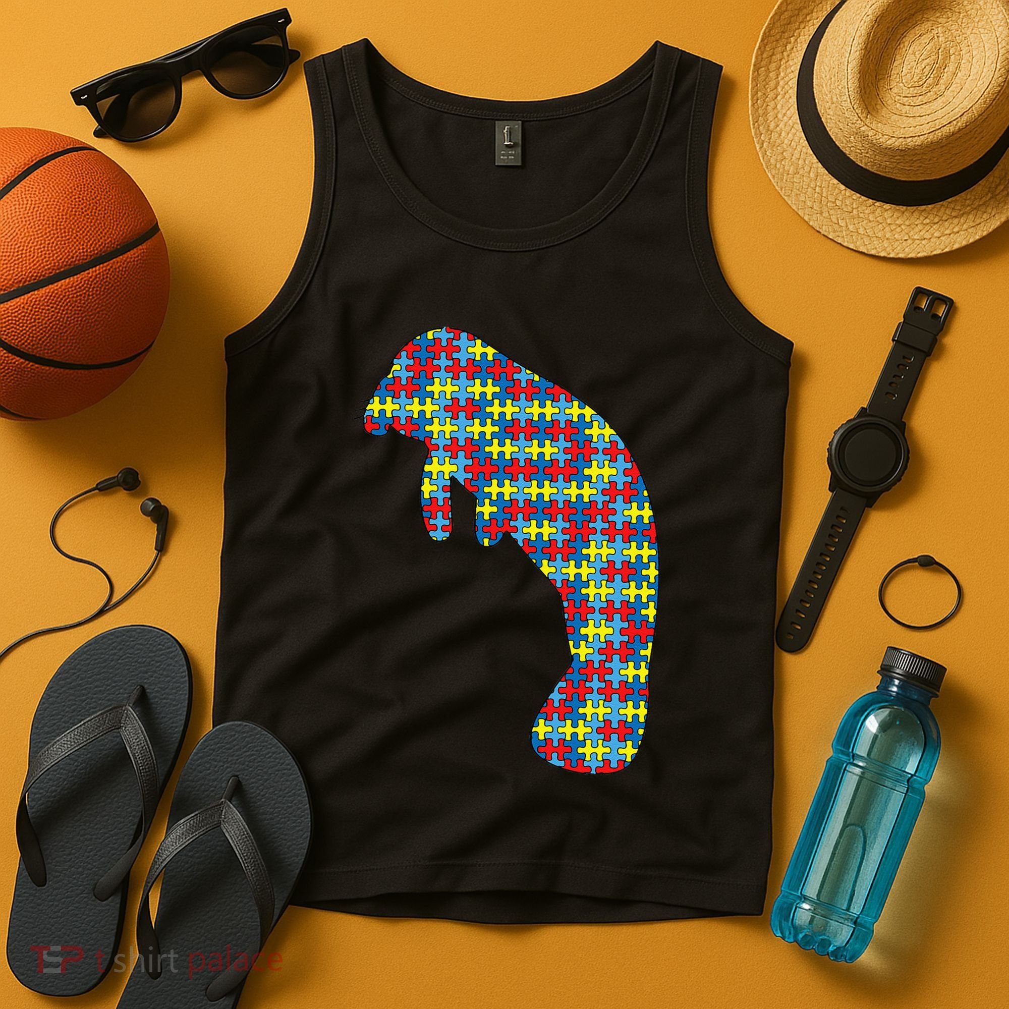 Manatee Autism Awareness Dugong Puzzle Day Mom Gift Tank Top