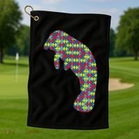 Manatee Autism Awareness Dugong Puzzle Day Mom Gift Golf Towel thumb 1