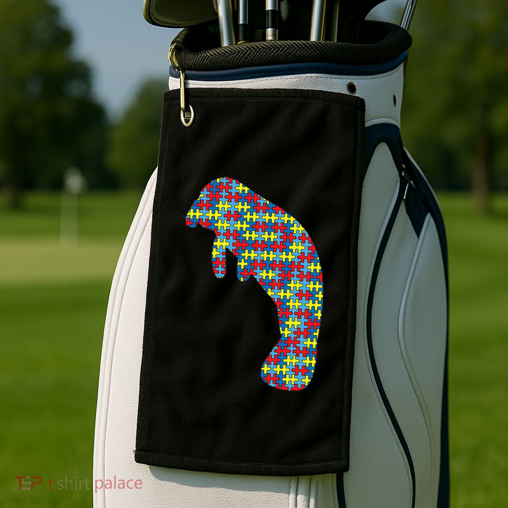 Manatee Autism Awareness Dugong Puzzle Day Mom Gift Golf Towel