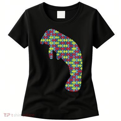 Manatee Autism Awareness Dugong Puzzle Day Mom Gift Women's T-Shirt